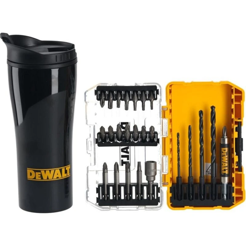 DeWALT DT70707-QZ Skruetrækkerbitsæt med 26 dele og termokrus