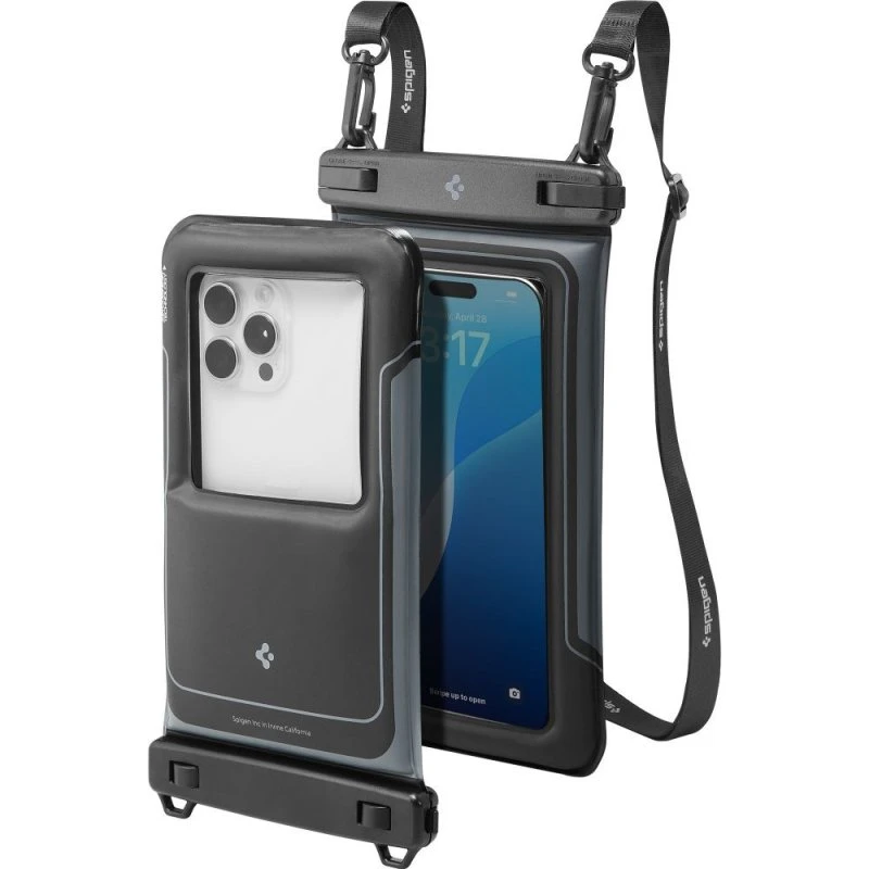 Spigen A611P AquaShield Vandtæt Flydende Etui, 2-pak, Mat Sort