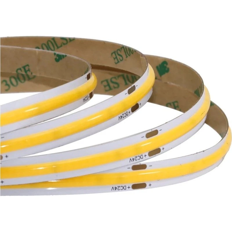 COB LED-strip 24V 3000K 5m - 12W/m RA95 Hvidt lys