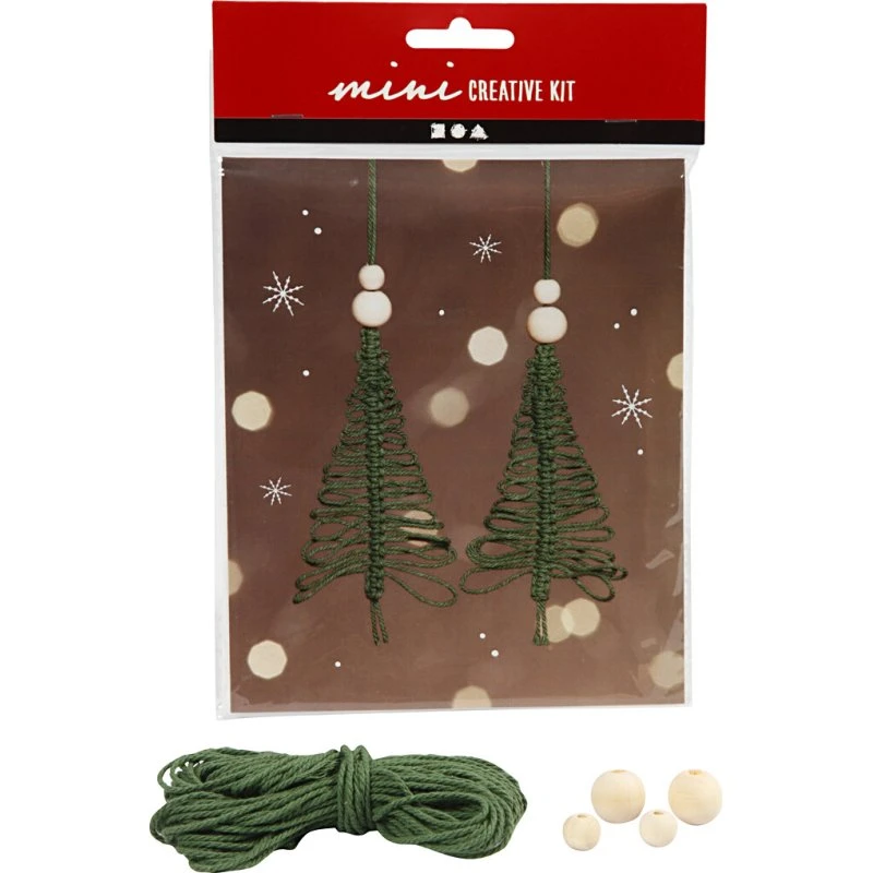 Creativ Company Mini DIY Kit - Macramé Juletræer (11 cm)
