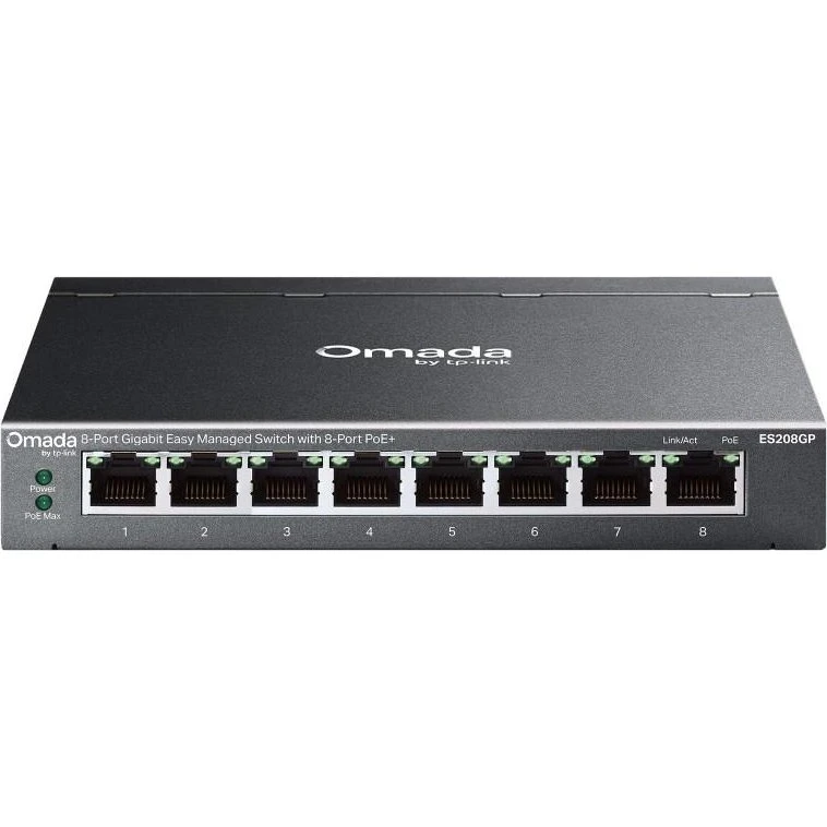 TP-Link Omada ES208GP L2 Managed 8-Port Gigabit PoE+ DIN-skinne