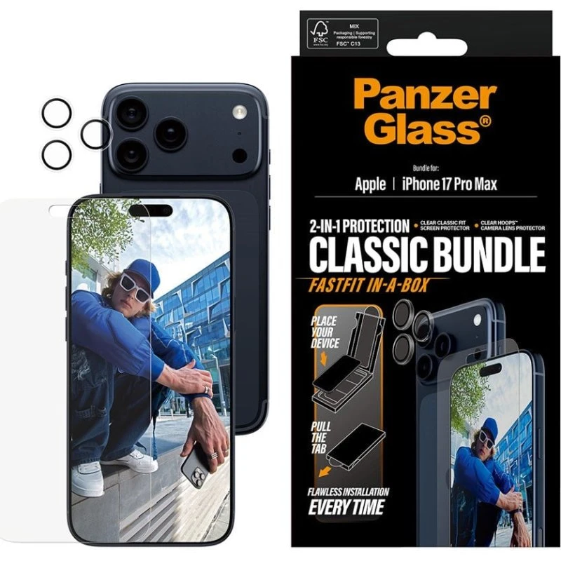 PanzerGlass 2-in-1 Classic Bundle til iPhone 17 Pro Max