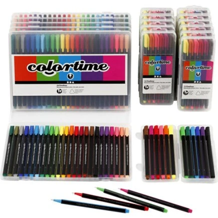 Colortime Fineliner Tusch, 0,6-0,7 mm, assorterede farver, 18 stk.