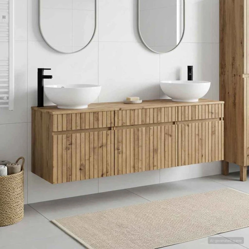 vidaXL Badeværelsesskabsæt 3 stk. Artisan-eg 49 x 44,5 x 66,5 cm