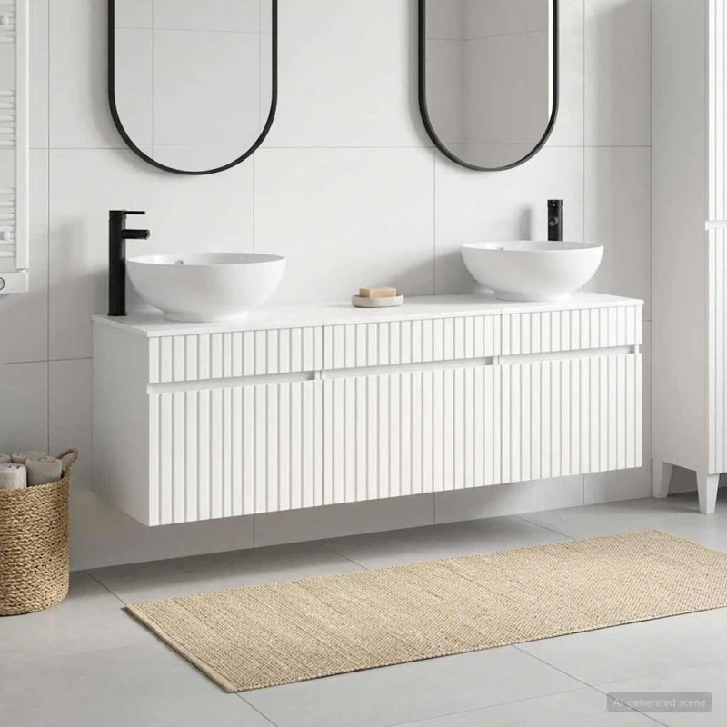 vidaXL Badeværelsesskabsæt 3 stk. Hvid Højglans 49 x 44,5 x 66,5 cm