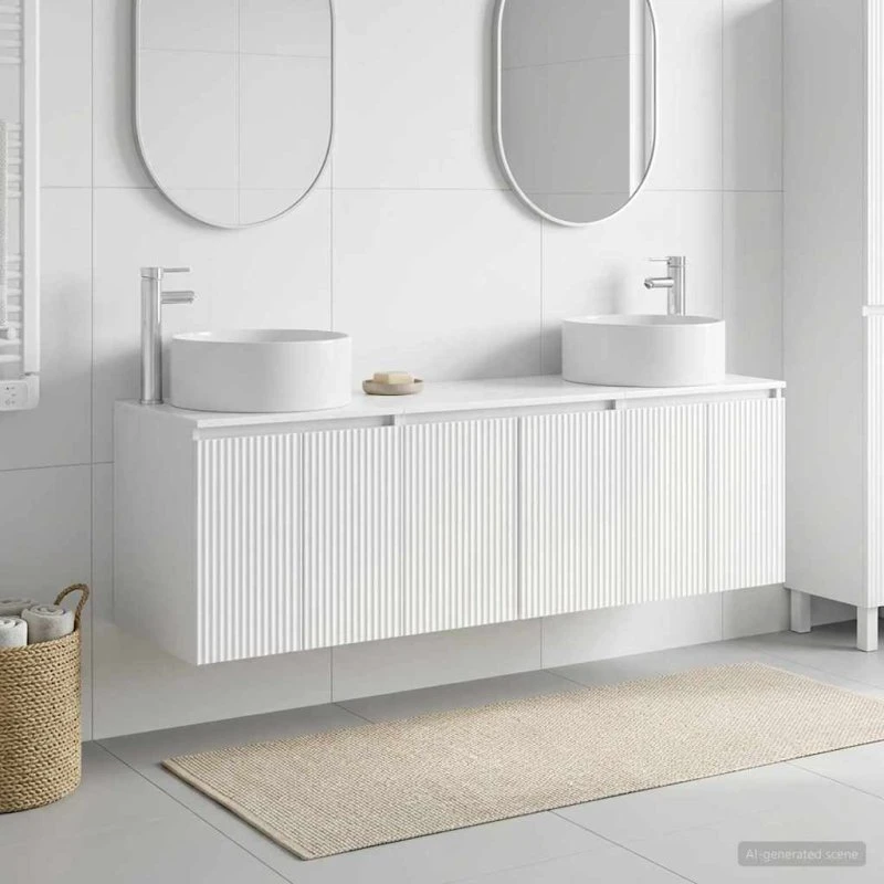 vidaXL Badeværelsesskabsæt 3 stk. Hvid Højglans 161,5 x 80 cm