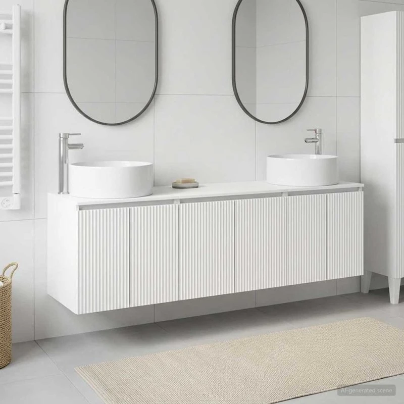 vidaXL Badeværelsesskabsæt 3 stk. Hvid 161,5 x 44,5 x 80 cm