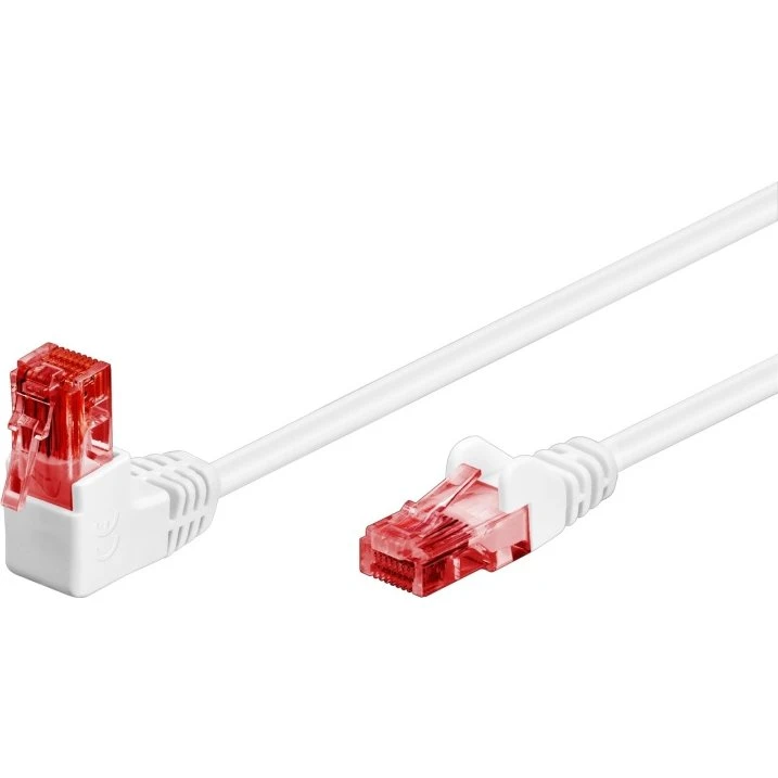 Goobay CAT 6 Netværkskabel, 90° vinklet, 2m, Hvid