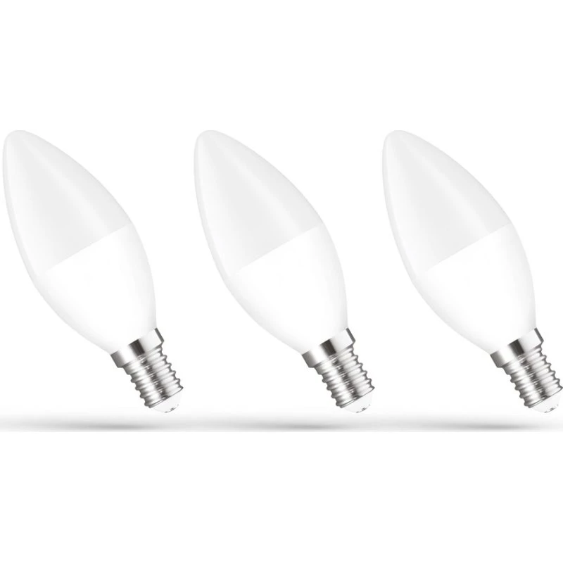 3 stk. E14 6W LED kertepærer C37 - Varm hvid 3000K