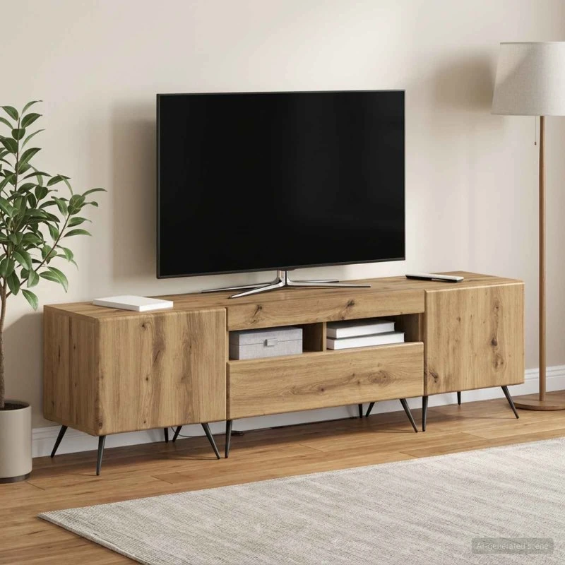 vidaXL LED TV-skab BREDA i Artisan-eg - 5-delt sæt