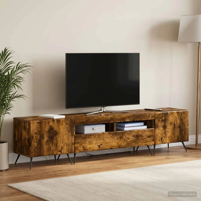 vidaXL LED TV-skab i røget eg - 5-delt sæt