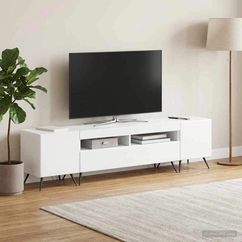 vidaXL LED TV-skab BREDA Hvid højglans - 5 dele