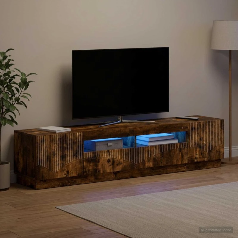 vidaXL LED TV-skab HOORN i røget eg, 3-5 dele
