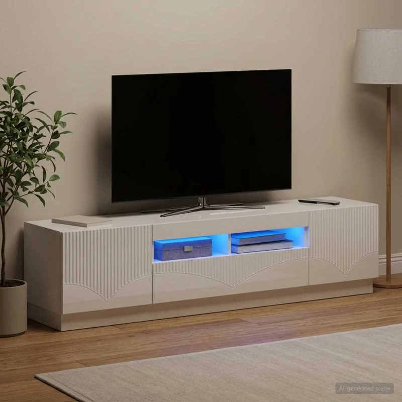 vidaXL HOORN LED TV-skab i hvid højglans - 5 dele