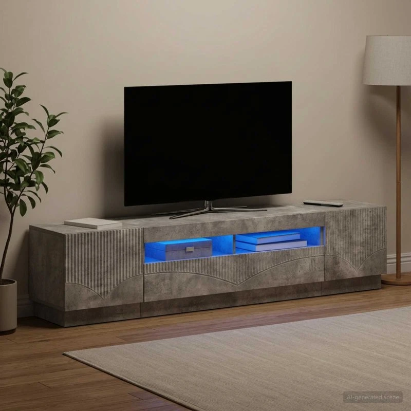 vidaXL HOORN LED TV-skab i betongrå konstrueret træ