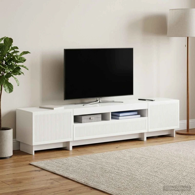 vidaXL 5-delt LED TV-skab i hvid højglans
