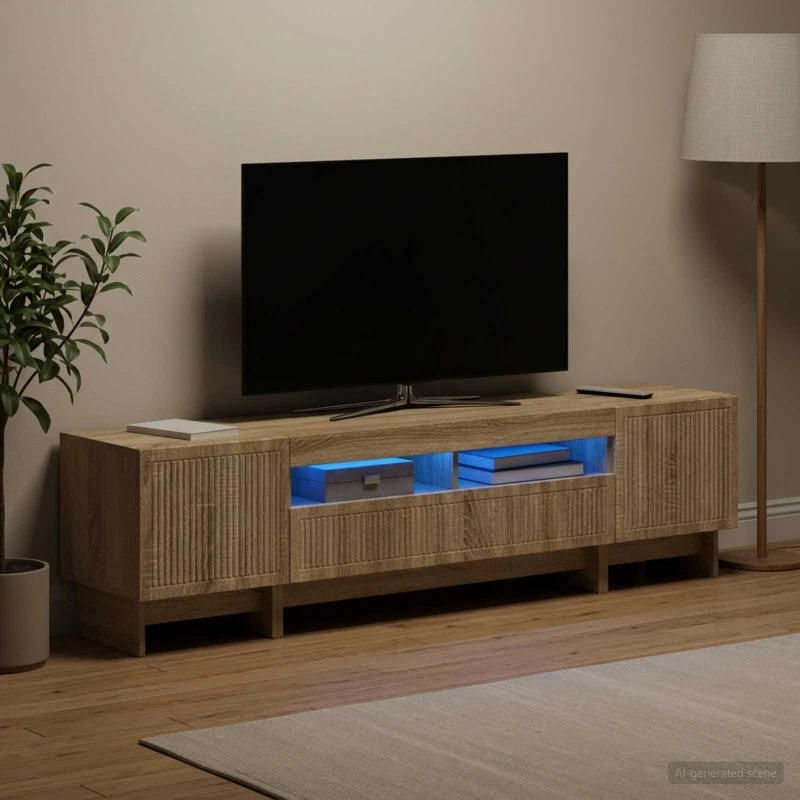 vidaXL 3-delt LED TV-skab i Sonoma-eg og konstrueret træ