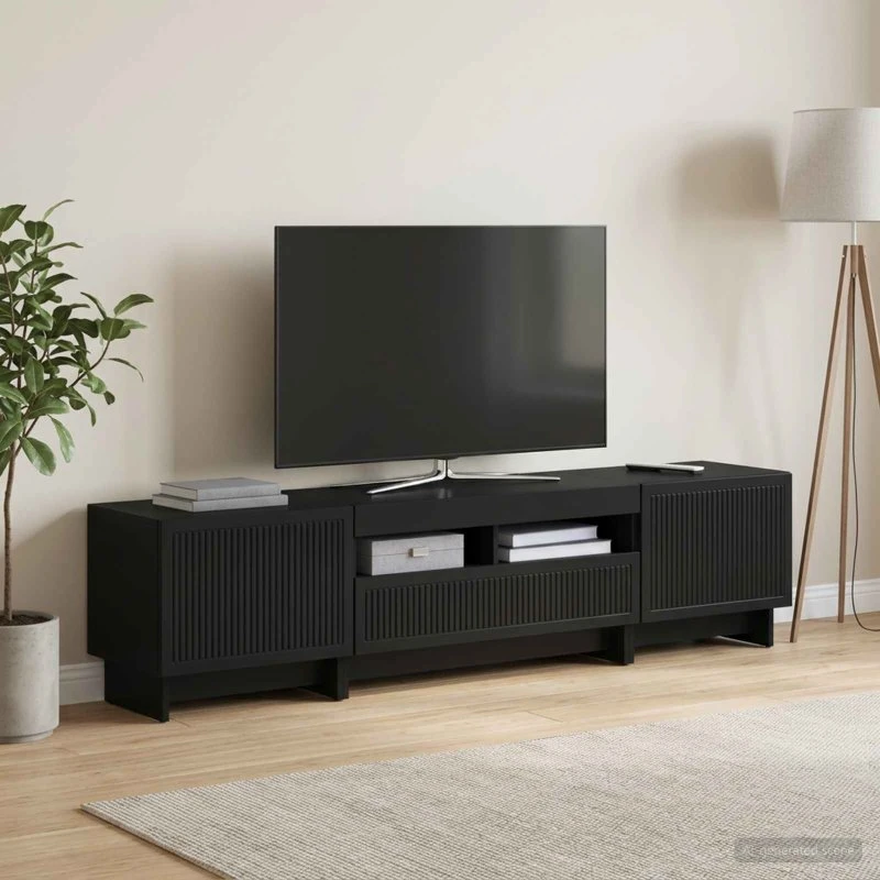 vidaXL 5-delt LED TV-skab i sort konstrueret træ
