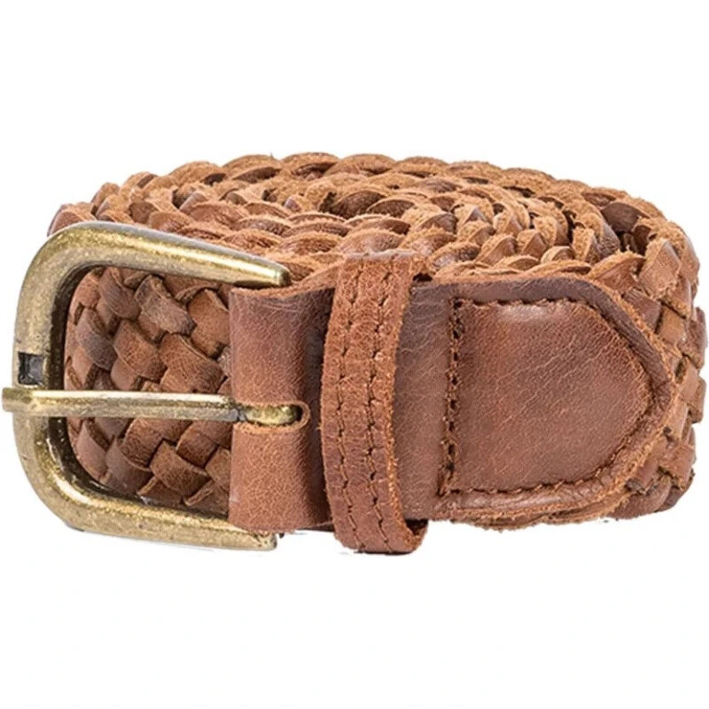 Re:Designed Harper flettet skindbælte, Burned Tan 100 cm