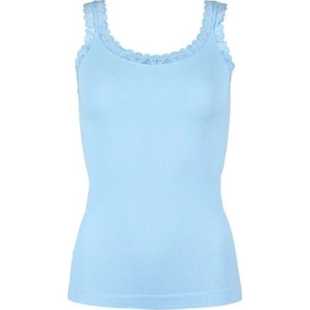 Tim & Simonsen Frida Rib-top i Azzurro med blondekant