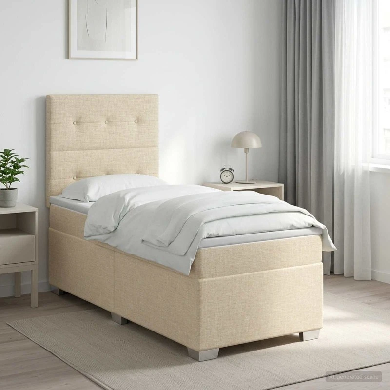 vidaXL Boxmadras med topmadras, Cremefarvet, 90 x 200 cm