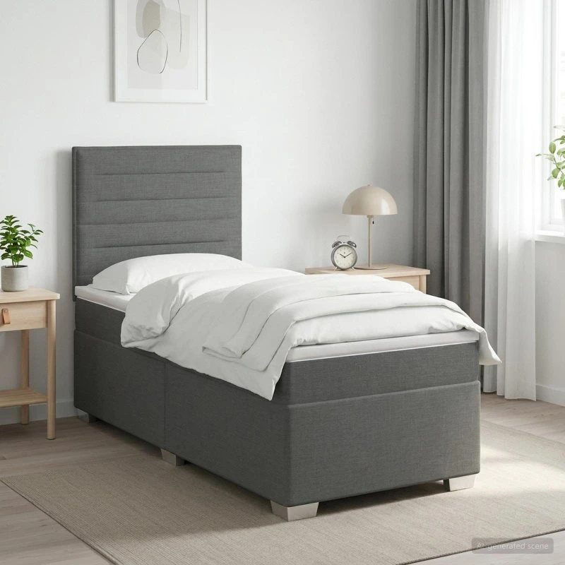 vidaXL Boxmadras med topmadras, Mørkegrå, 90 x 190 cm