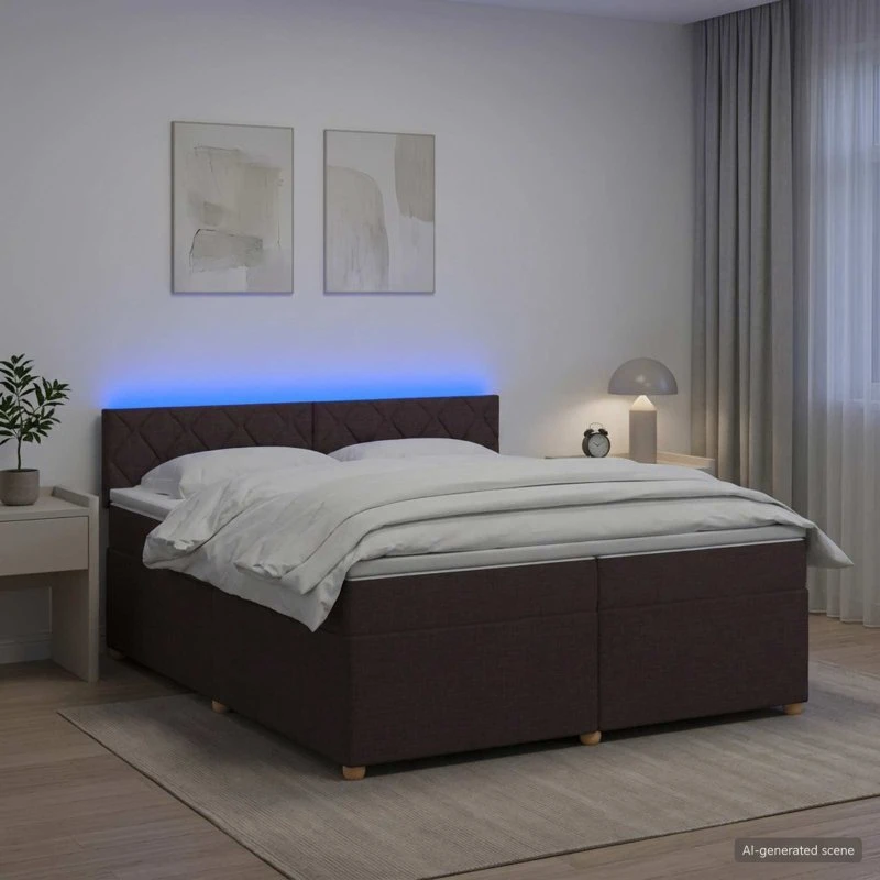 vidaXL Boxmadras med topmadras Mørk Brun 200 x 200 cm