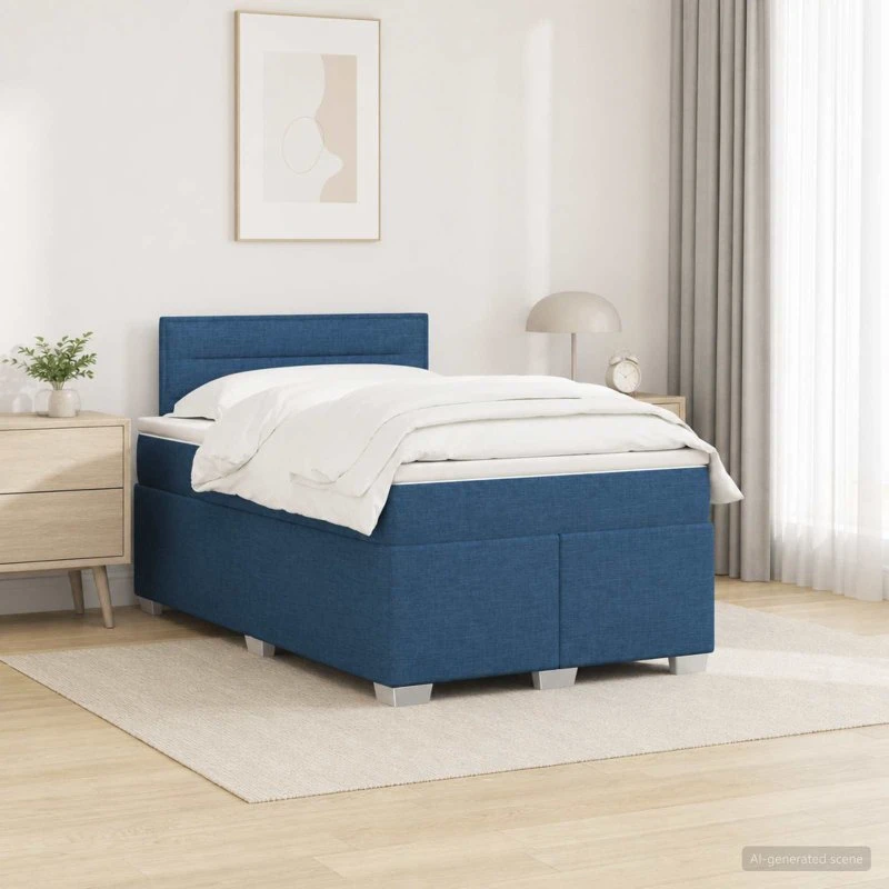 vidaXL Box Spring Seng med LED, blå, 120 x 190 cm