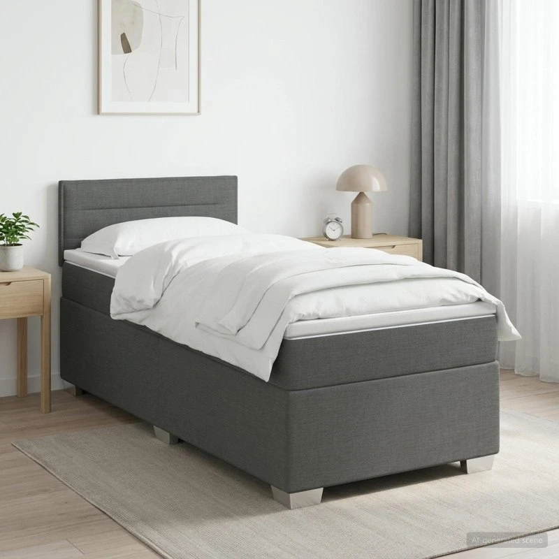vidaXL Box Spring Seng med LED og madras, mørkegrå, 80x200 cm