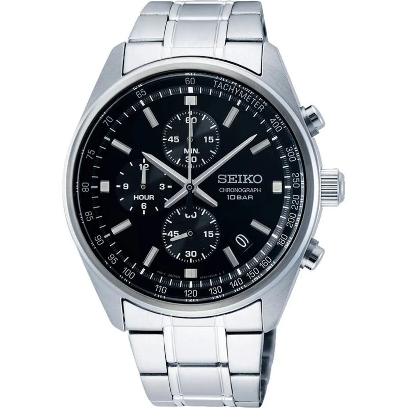 Seiko Aviator Chronograph SSB379P1, 41,5 mm – sort skive