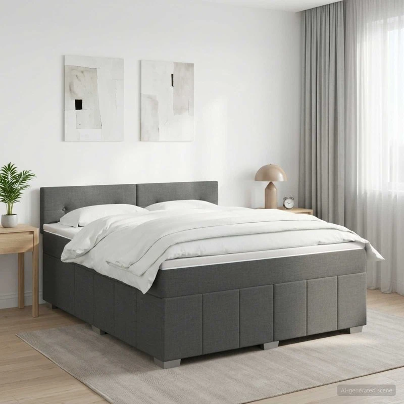 vidaXL Boxmadras med topmadras Mørkegrå 140 x 200 cm