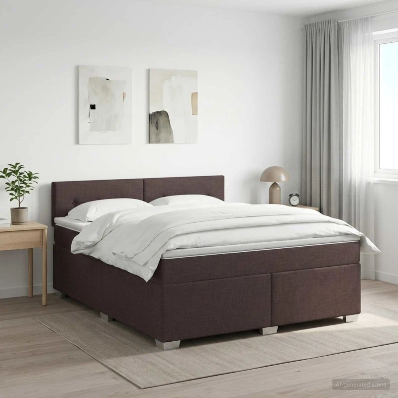vidaXL Boksmadras med topmadras, Mørk Brun, 140 x 190 cm