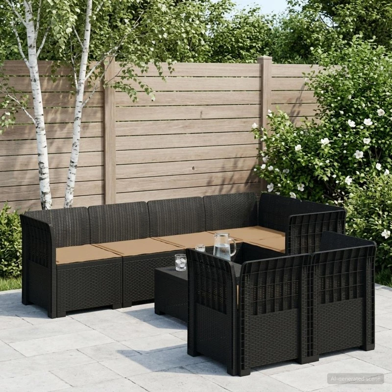 vidaXL 7-personers loungesæt i rattanlook - Antracit