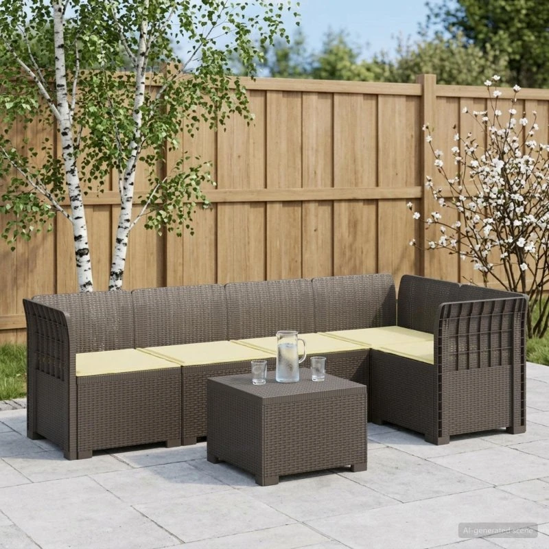 vidaXL 5-personers Havemøbel Sofa med Hynder i Rattan-look