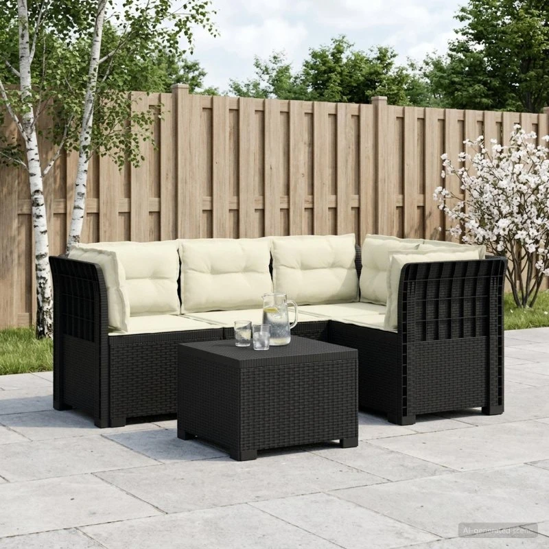 vidaXL 4-personers Have Sofa med Hynder i Rattan-look, Antracit
