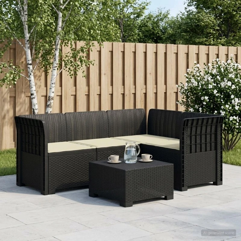 vidaXL 4-personers loungesæt i rattan-look, antracit
