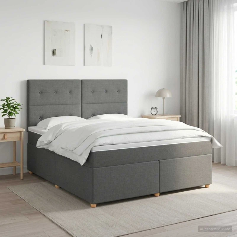 vidaXL Boxmadras med topmadras, Mørkegrå, 140 x 200 cm