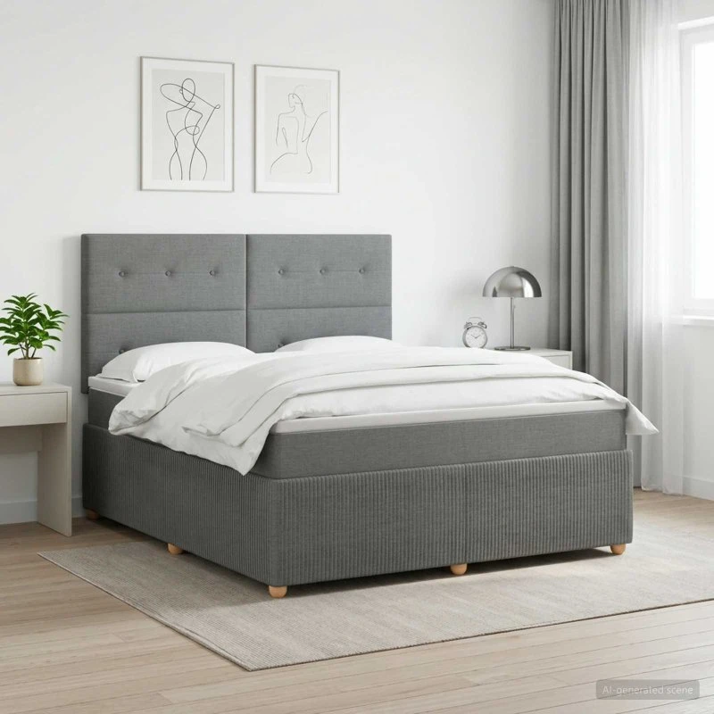 vidaXL Boksmadras med topmadras 140 x 190 cm - Mørkegrå