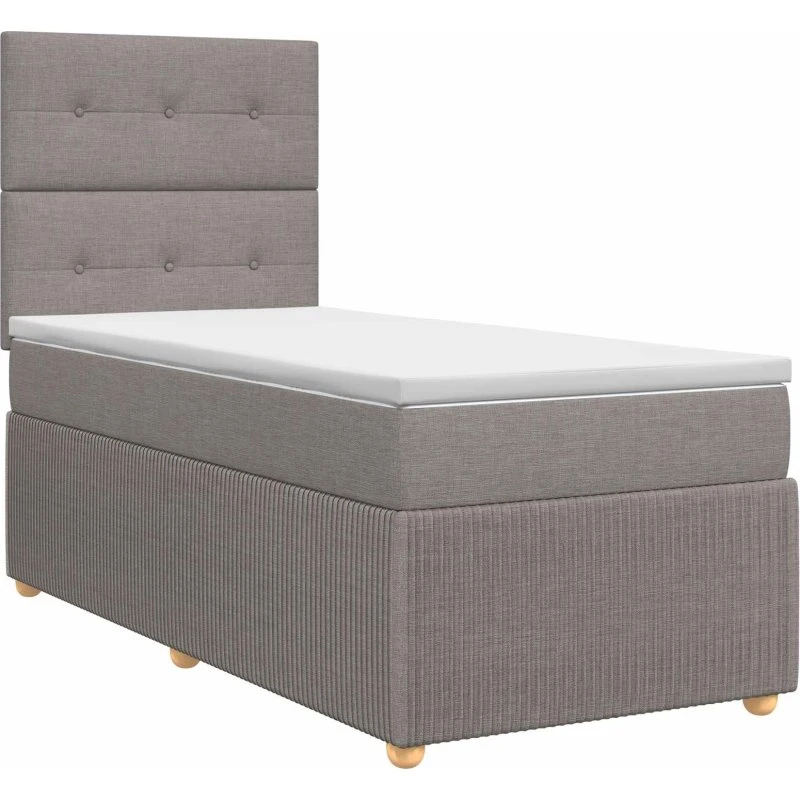 vidaXL Boksmadras 90x190 cm med topmadras og gavl - Gråbrun