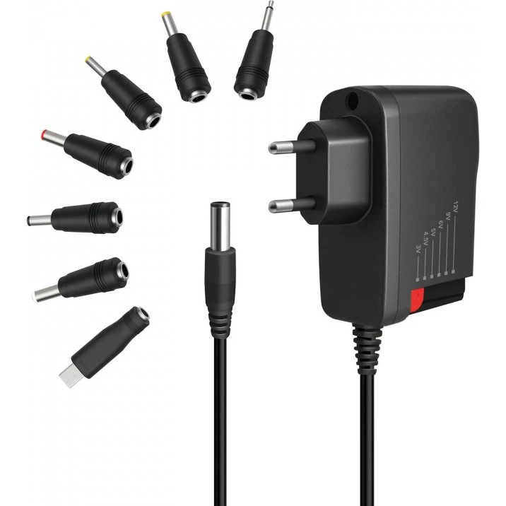 LogiLink Universal strømadapter 3-12V 24W med 7 stik