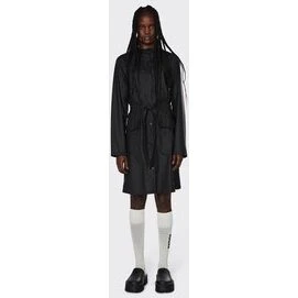 Rains Curve lang regnfrakke med bælte – sort