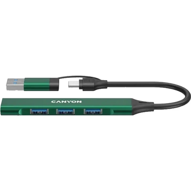 Canyon DS-02 4-i-1 USB-A/C Hub, Grøn