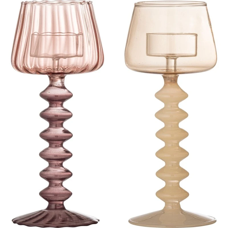 Creative Collection Daze Fyrfadsstage i Rosa Glas - Sæt med 2