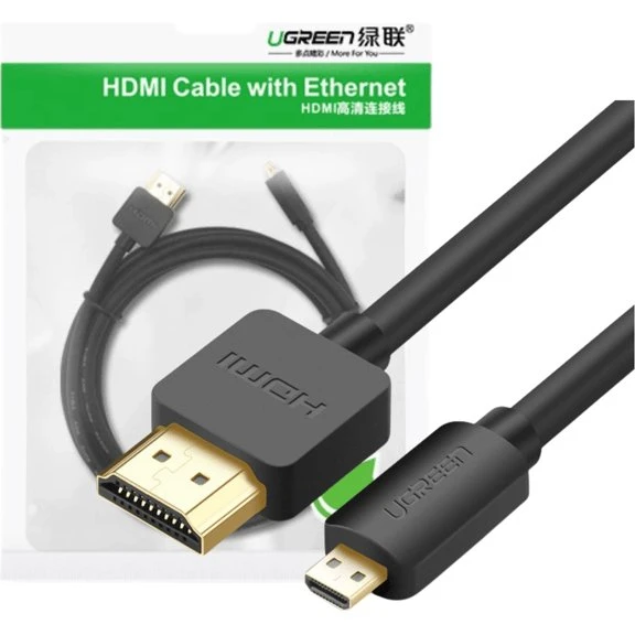 UGREEN HD127 Micro HDMI til HDMI 4K 3D Kabel - 1m - Sort