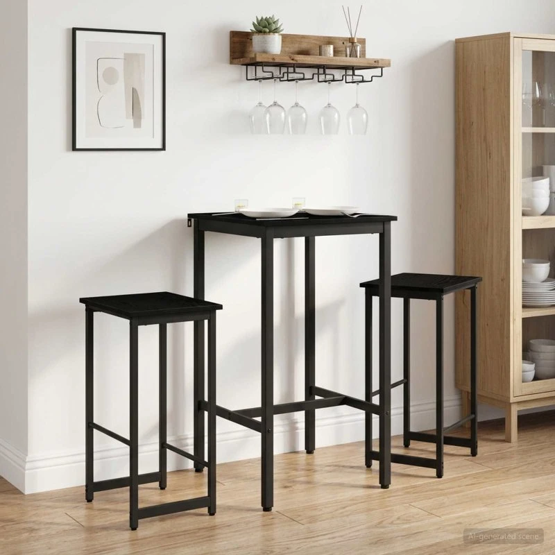 vidaXL Barstol 2 stk. Sort eg 40 x 32 x 74 cm