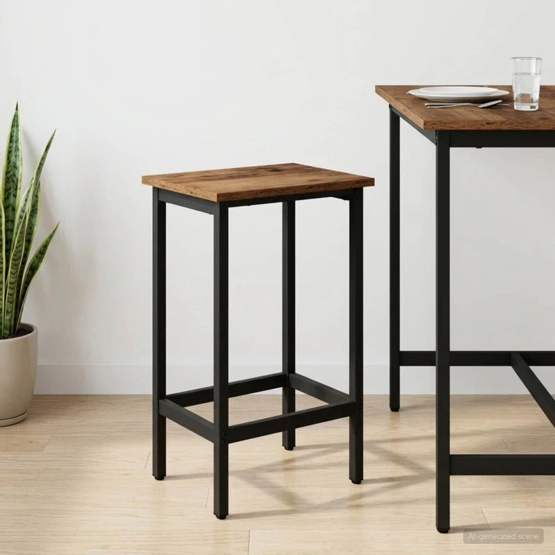 vidaXL Barstol i gammelt træ og metal - 40 x 32 x 74 cm