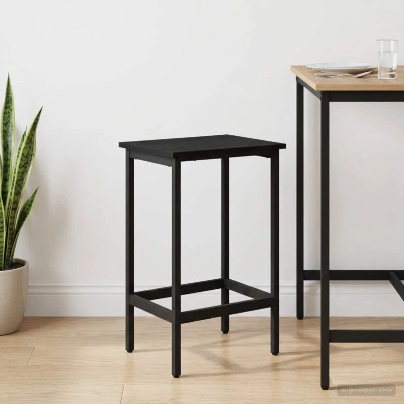 vidaXL Barbænk Sort Eg - 40 x 32 x 74 cm i Konstrueret Træ