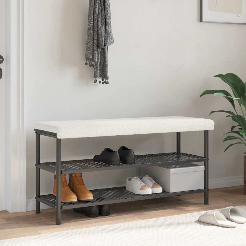 vidaXL Bænkpude Sherpa Cremefarvet 110 x 38 cm