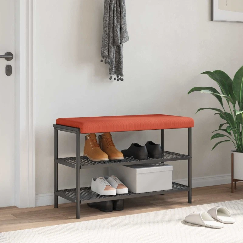 vidaXL Bænkpude i cordfløjl Rød Orange - 35 cm dybde