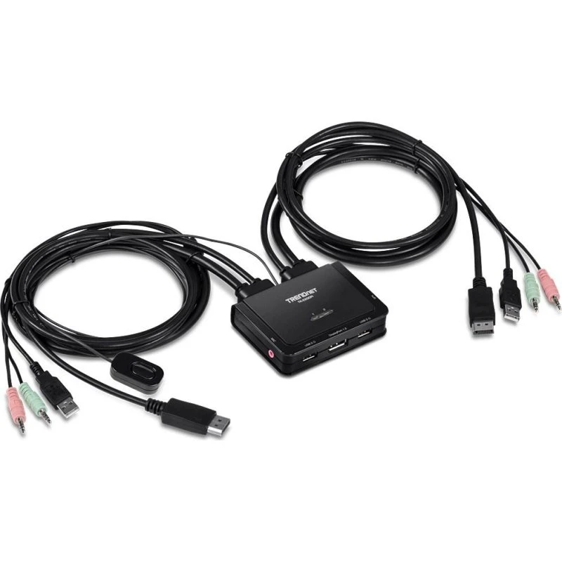 TRENDnet TK-220DPI DisplayPort KVM-switch til 2 computere, sort